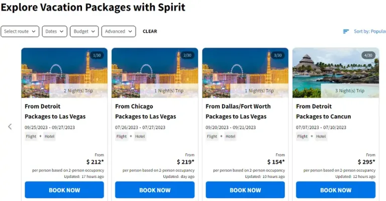 Spirit Airlines Vacation packages